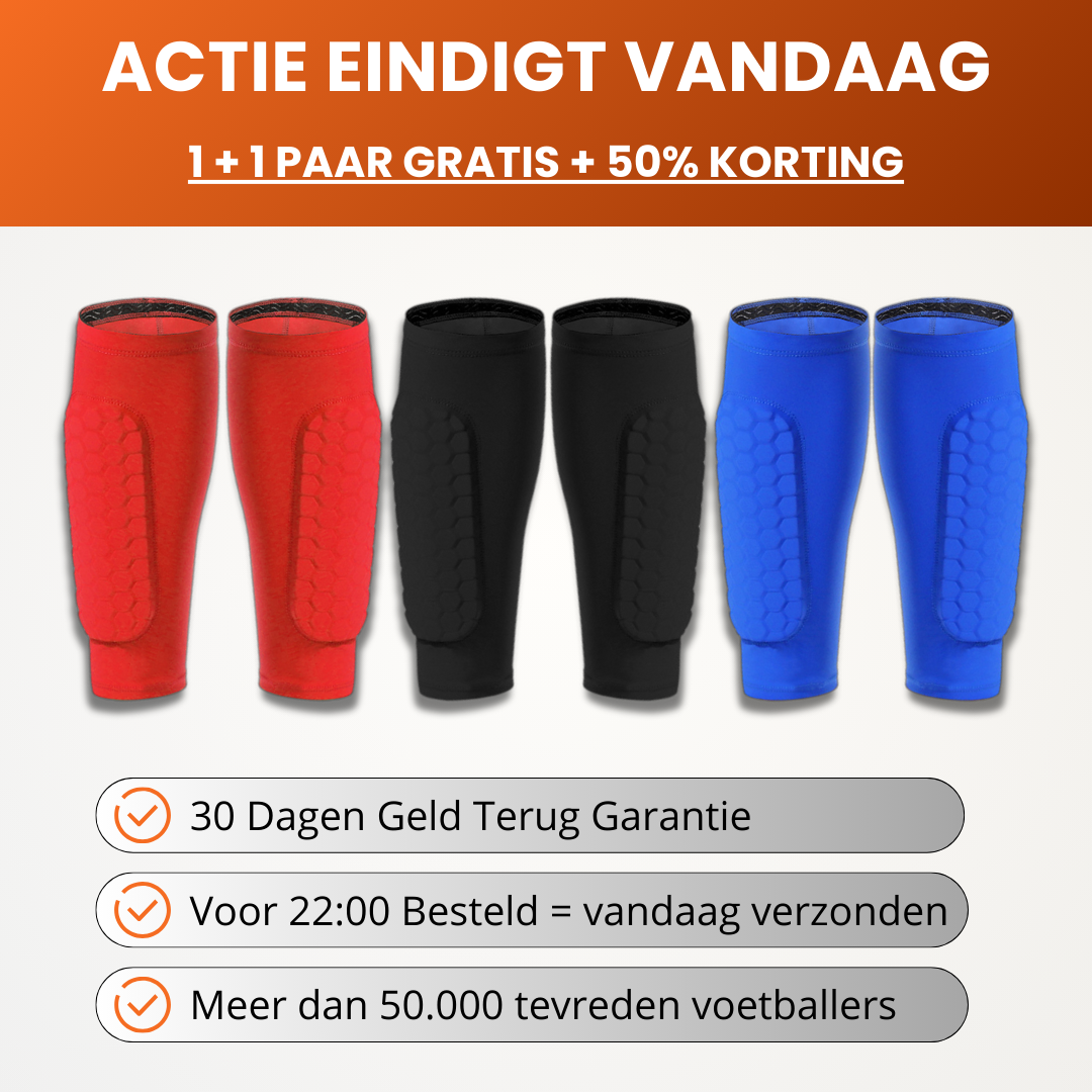 Mastr Ingebouwde Scheenbeschermers met 1+1 Gratis actie.